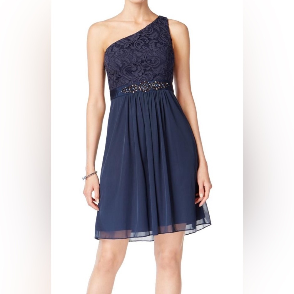 ***New w/ tags*** Adrianna Papell Women's One Shoulder Sheath Navy Size 20 Plus